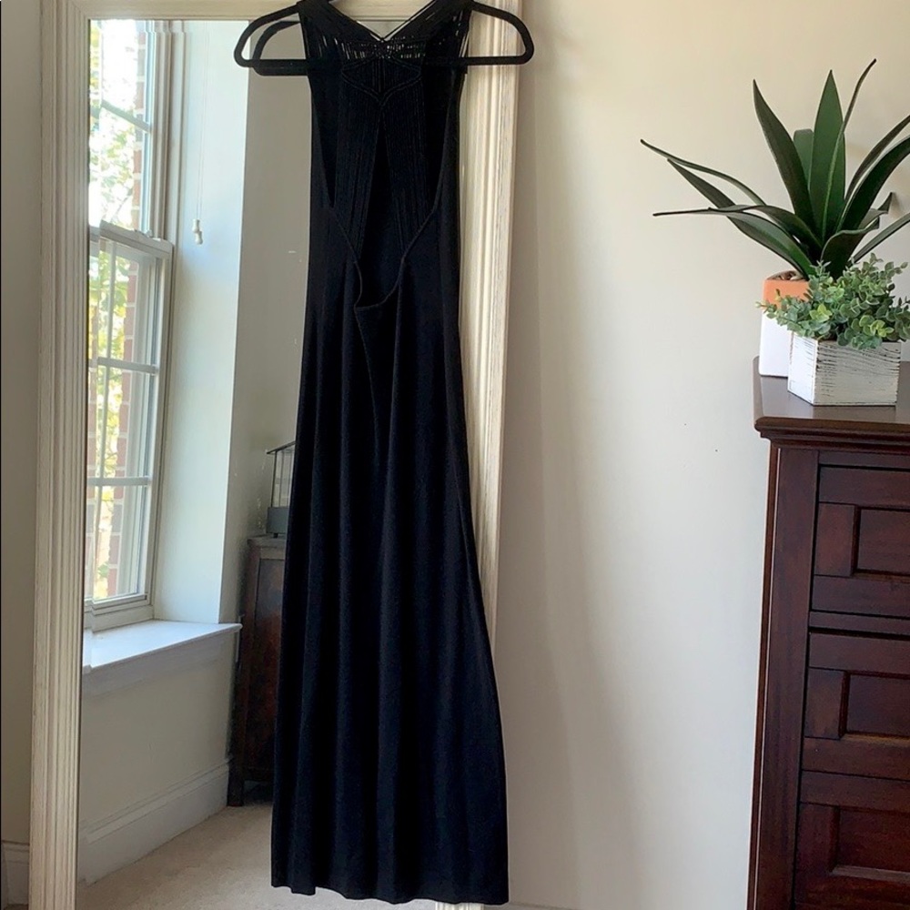 Club Monaco Black Maxi Dress with Lace Yoke